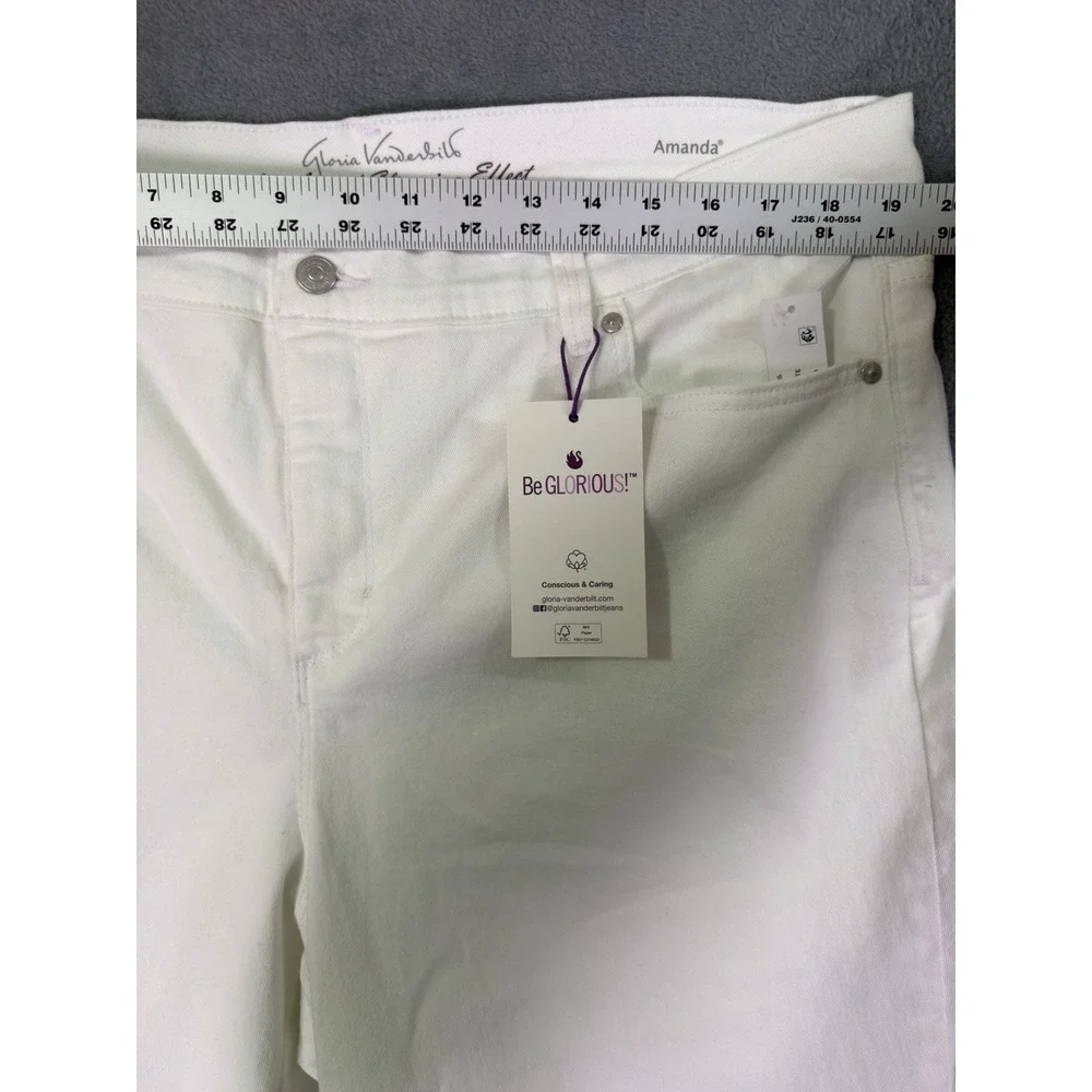 New Gloria Vanderbilt Jeans Womens 18W Plus White Denim Amanda Capri High Rise
